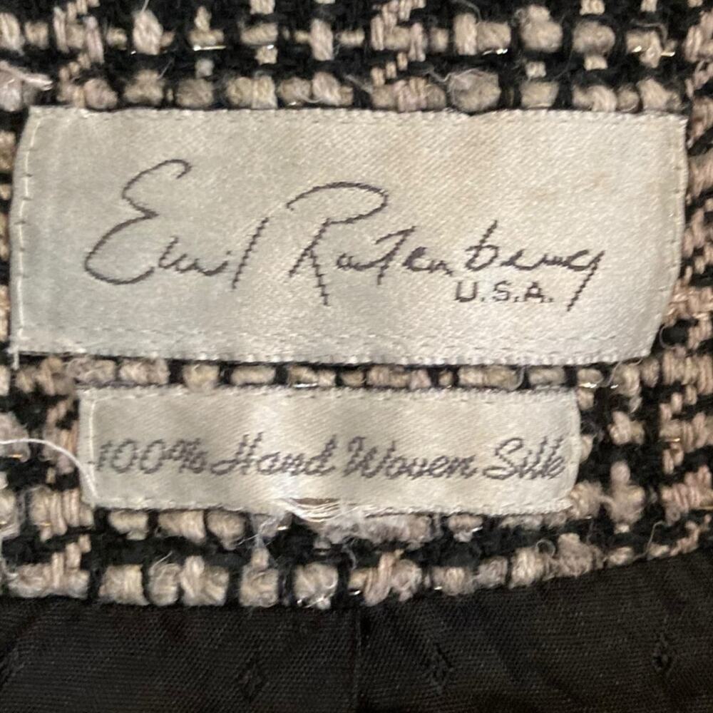 Emil Rutenberg Vintage 90s Black White Hand Woven Silk Blazer Women’s L - Picture 6 of 16